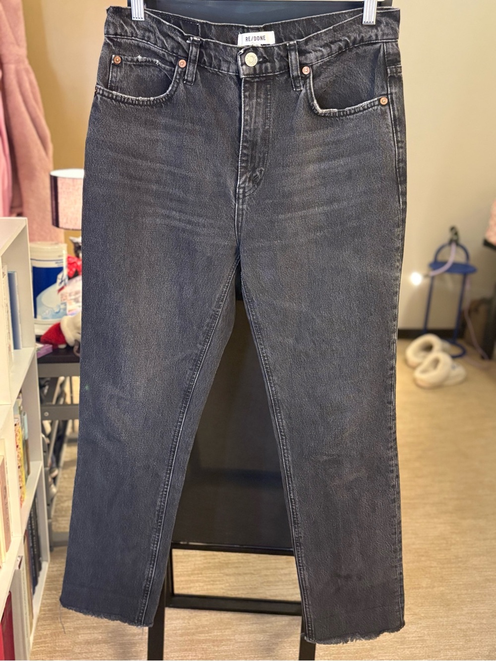 Re/Done Women's Straight Leg Jeans — Washed Black